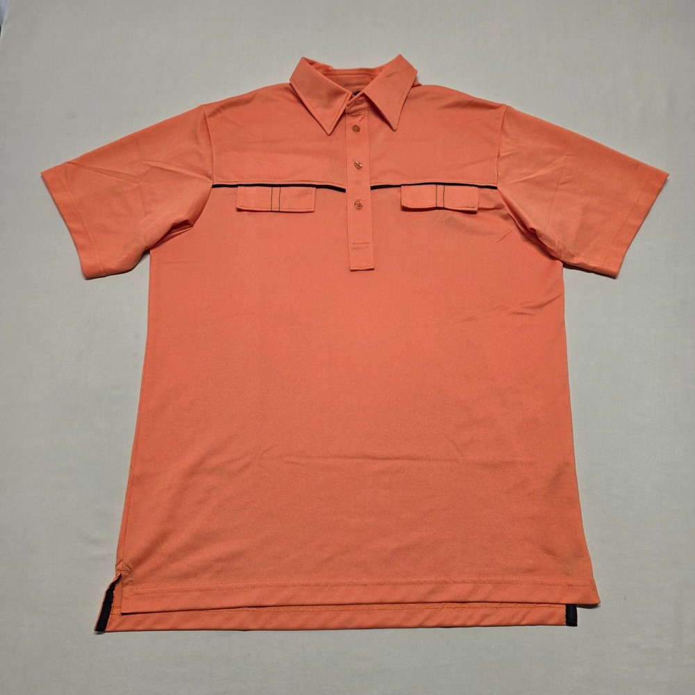 J.Lindeberg Men Golf Polo Shirt Orange Short Sleeve Pullover Stretch Reg Fit
